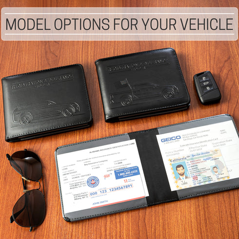 CANOPUS Car Registration and Insurance Holder, Magnetic Closure, Embossed Card Document Holder, Vehicle Glove Box Organizer